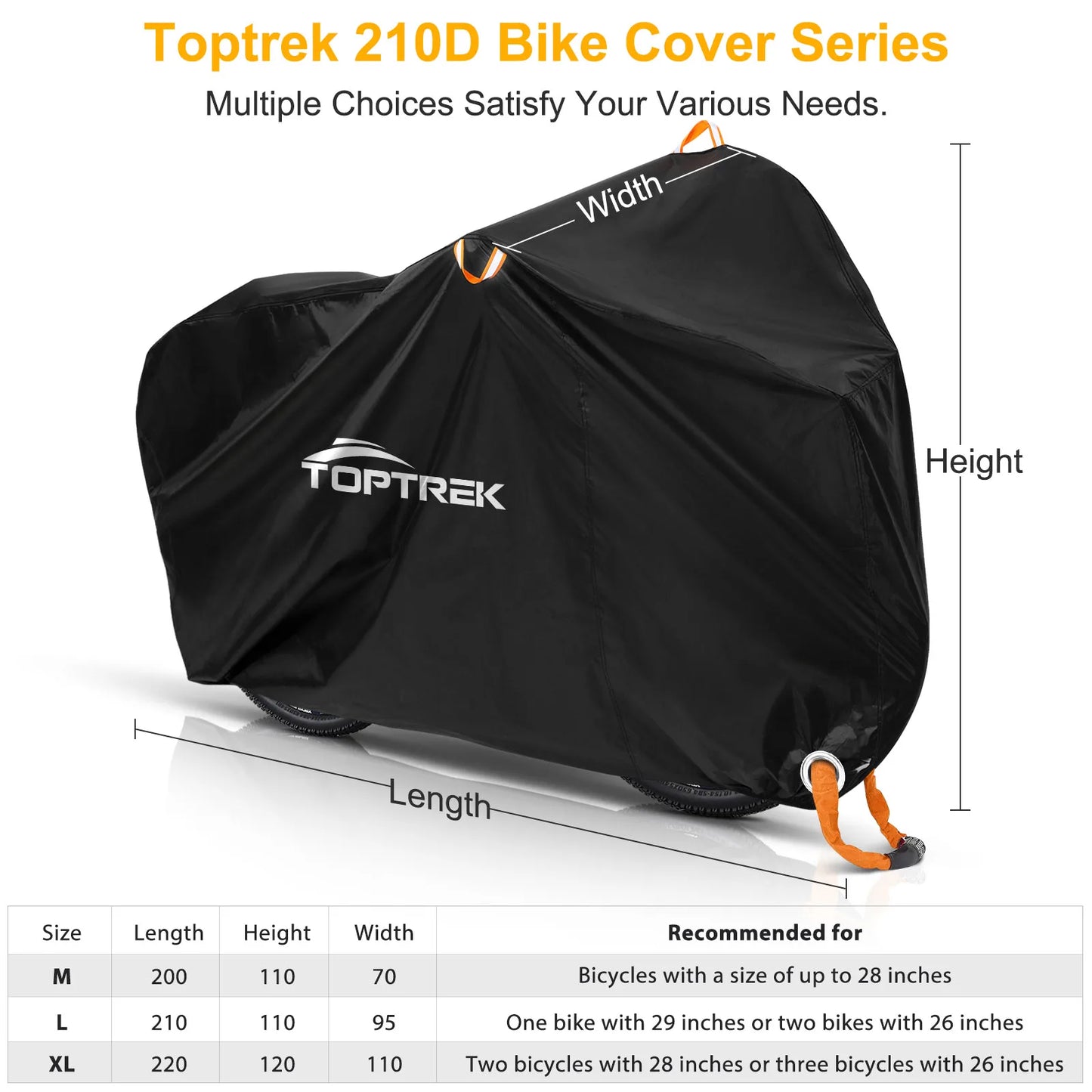 Bike Cover 210T Bicycle Protector Multipurpose Rain Snow Dust Waterproof