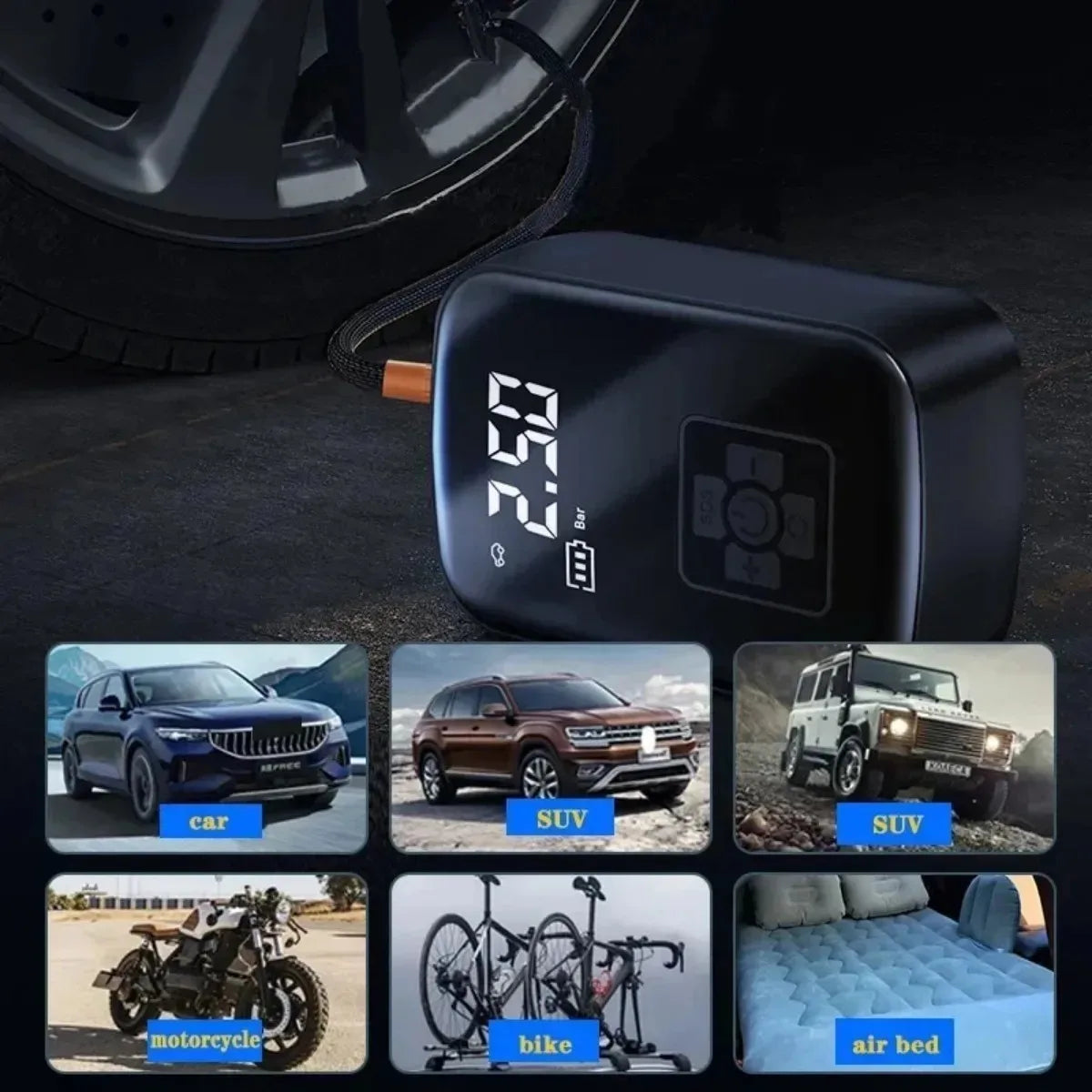 Portable Car Air Pump Wireless Intelligent Digital Display