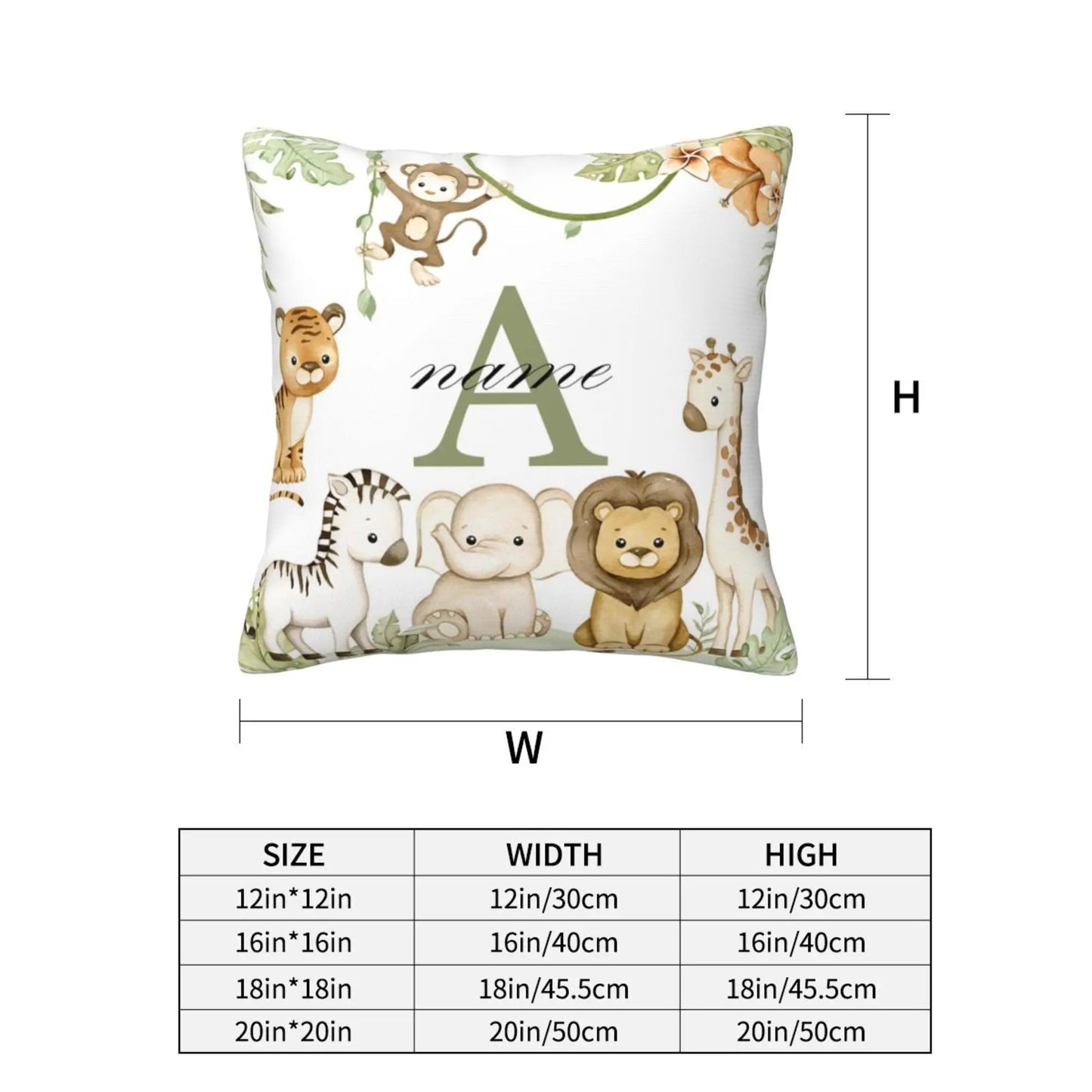 Animal with Name Pillow Case Personalised