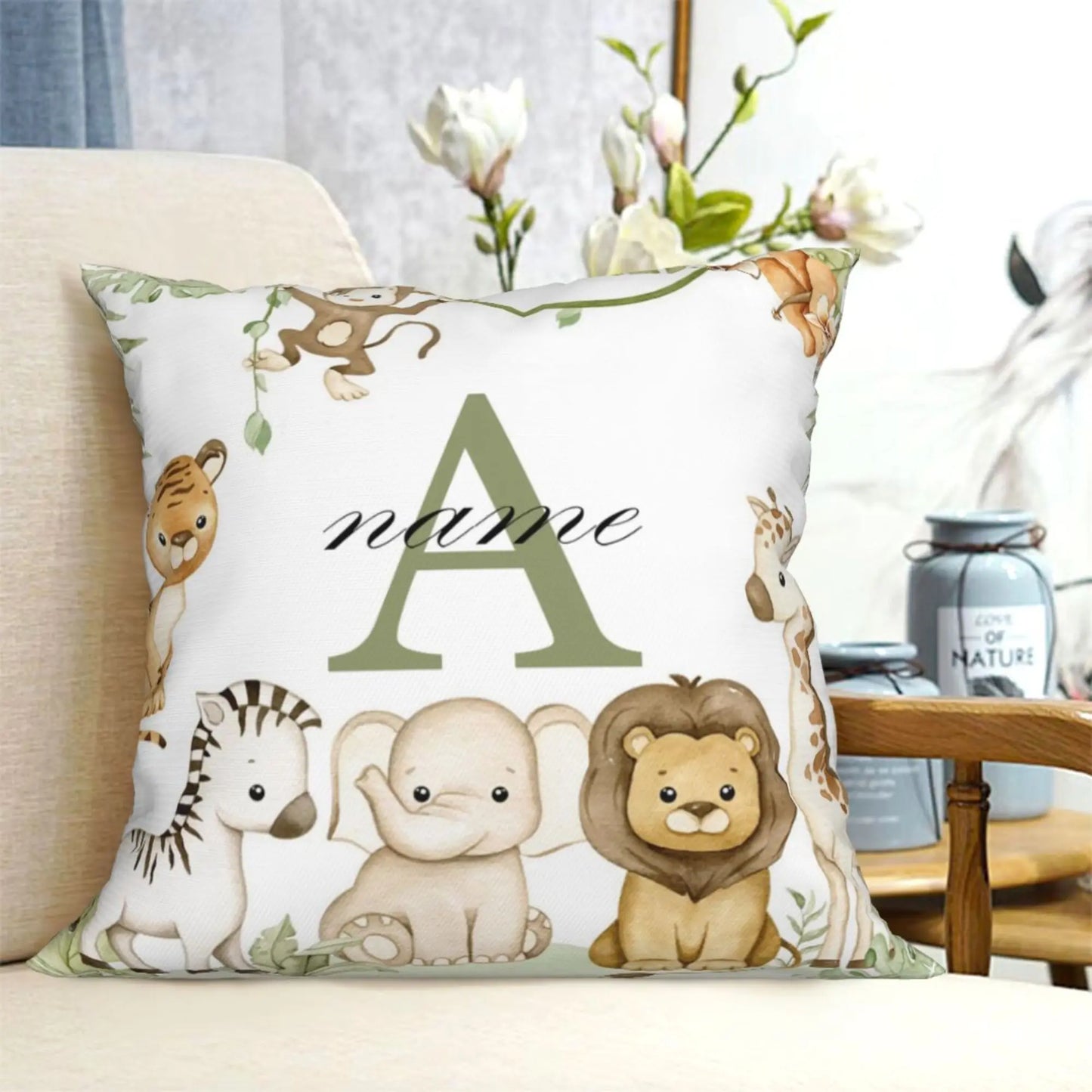 Animal with Name Pillow Case Personalised