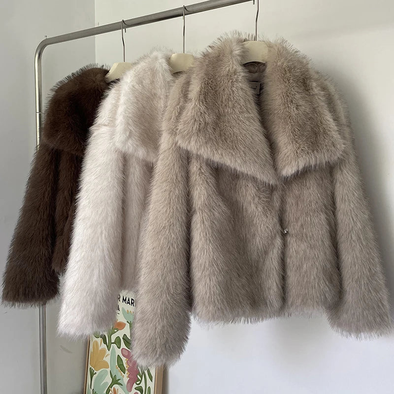 Winter New Fashion Fluffy Fur Coat Women