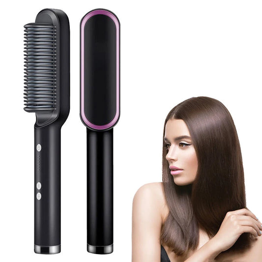 Electric Hair Straightener Brush Fast Heating