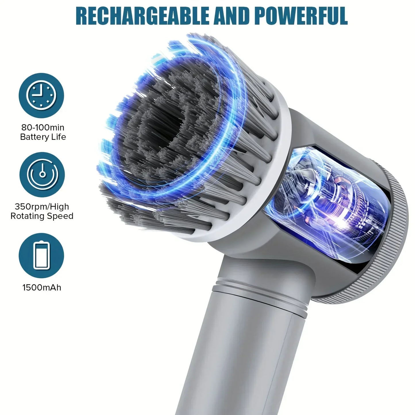 Electric Spin Scrubber with 6 Replaceable Brush Head