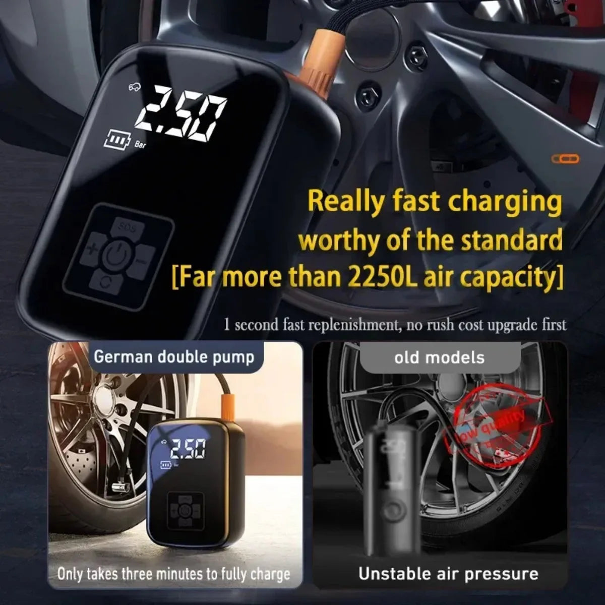 Portable Car Air Pump Wireless Intelligent Digital Display