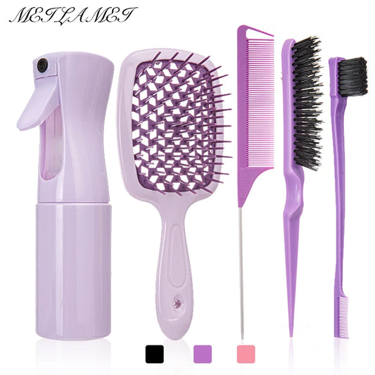 5 Pcs Comb Set Hair Brush Rat Tail