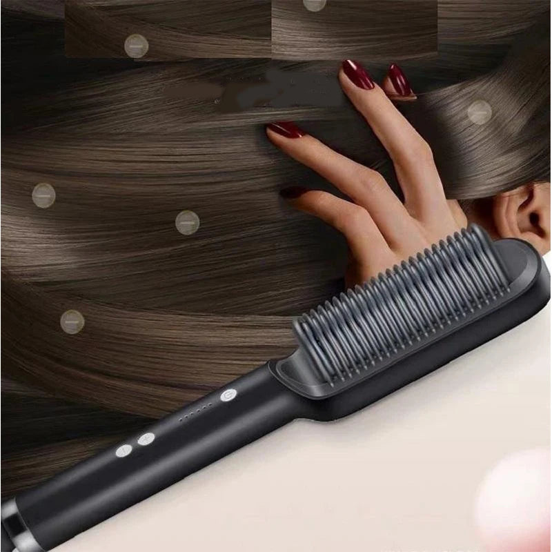 Electric Hair Straightener Brush Fast Heating