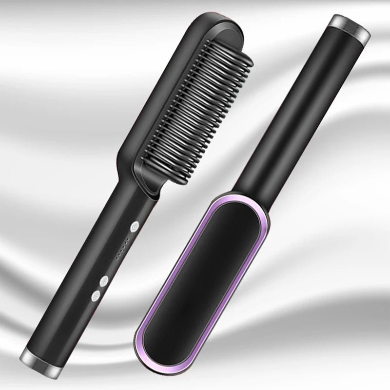 Electric Hair Straightener Brush Fast Heating