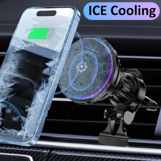 15W Ice Cooling Magnetic Wireless Car Charger Fast Charging Station