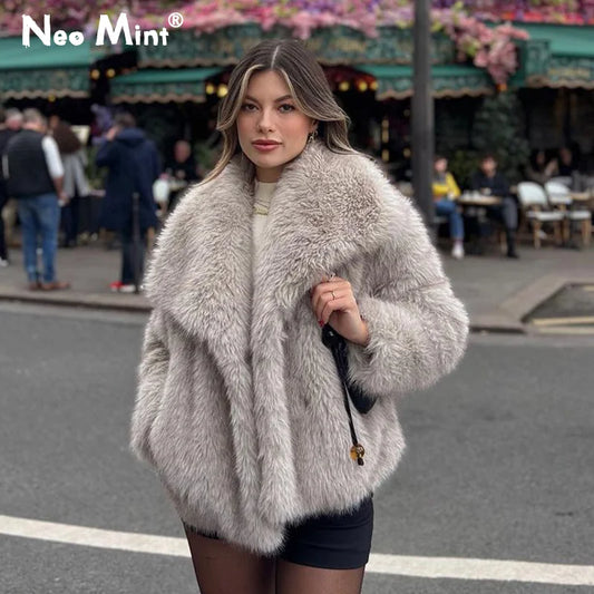 Winter New Fashion Fluffy Fur Coat Women