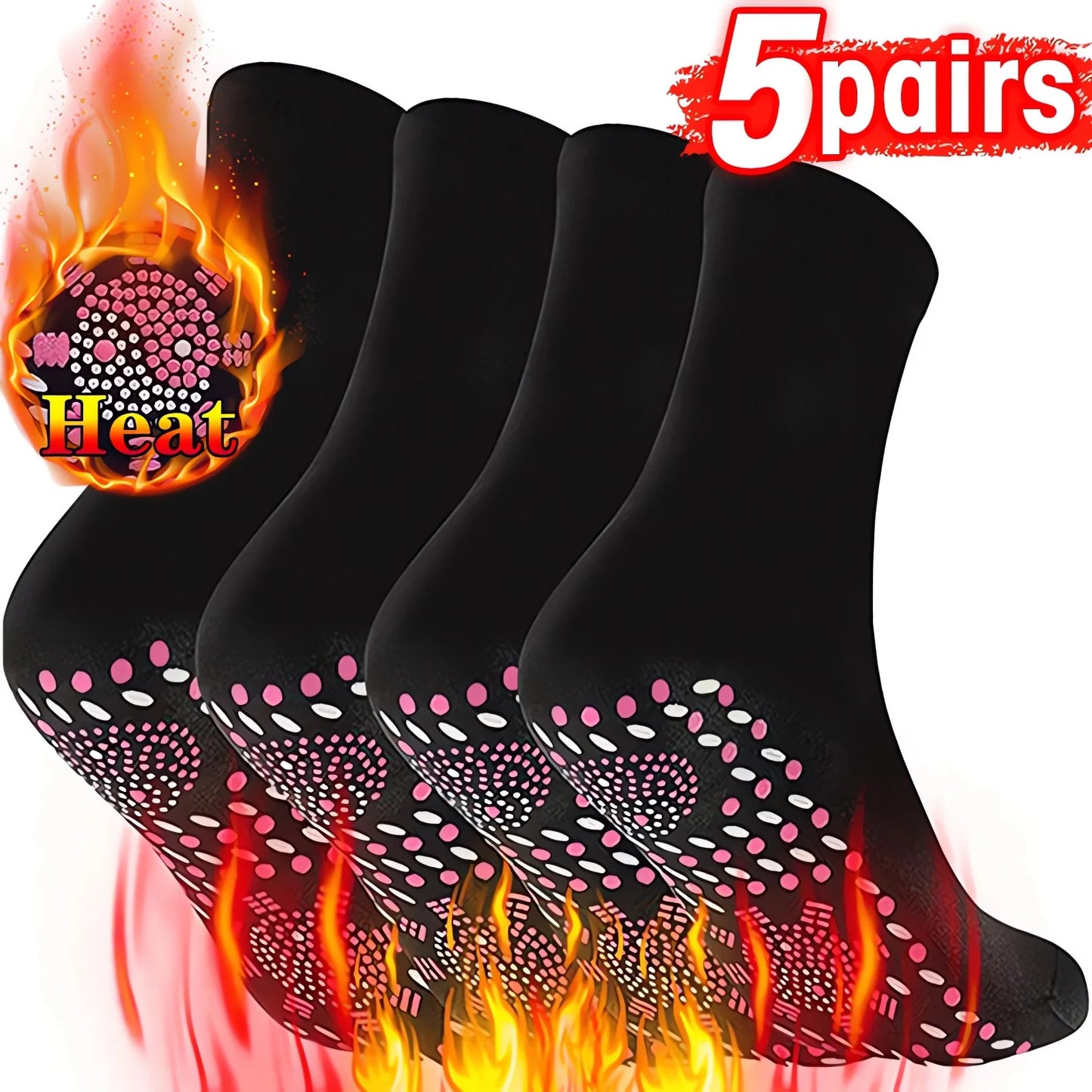 1/5pairs Tourmaline Self-Heating Socks Winter Warm