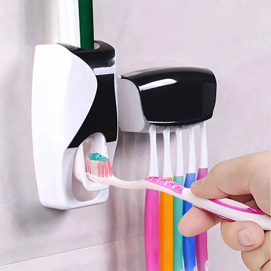 1Set Toothbrush Holder With Automatic Toothpaste Dispenser Wall Mounted