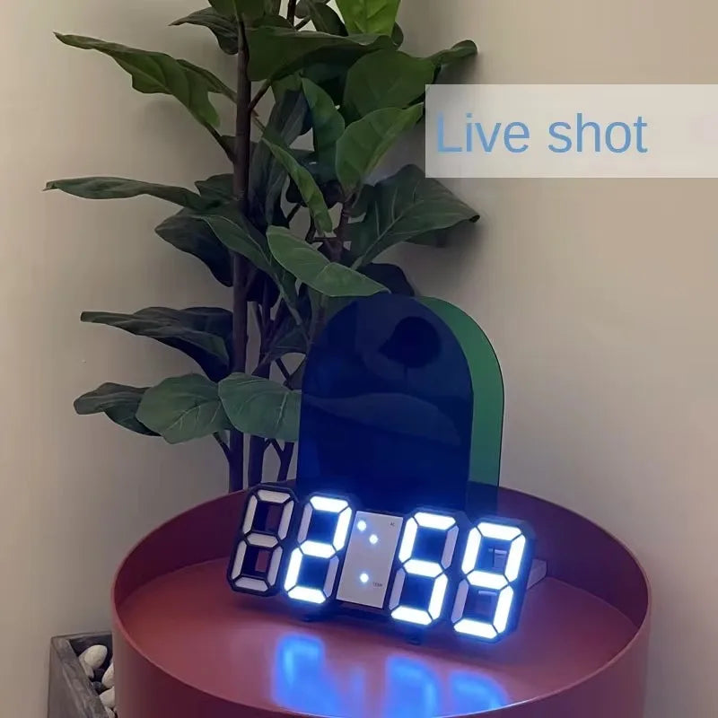 Table  3D LED Digital Alarm Clock Wall Clock Time/Date/Temperature