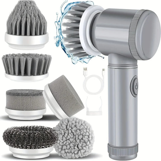 Electric Spin Scrubber with 6 Replaceable Brush Head