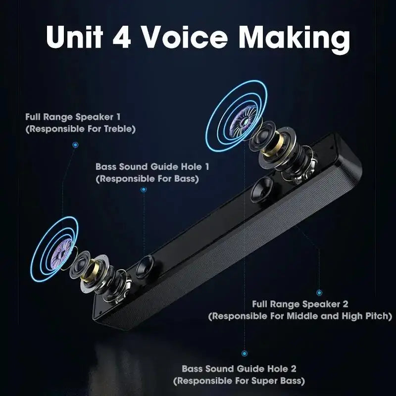 PC Soundbar Wired and Wireless Bluetooth Speaker