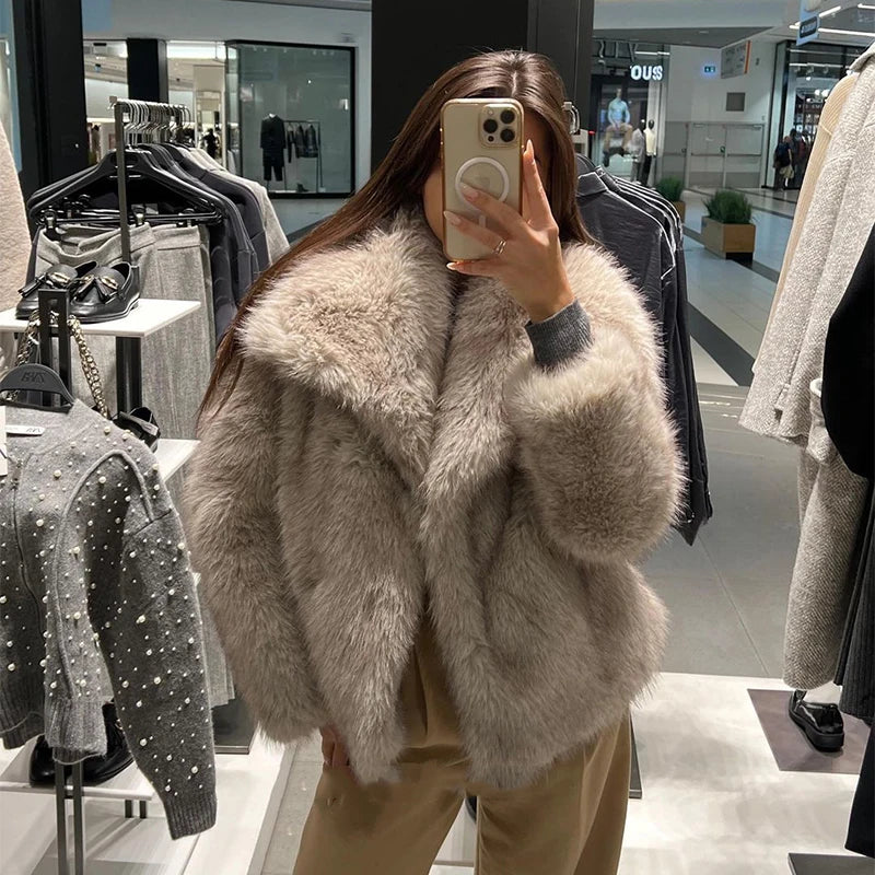 Winter New Fashion Fluffy Fur Coat Women