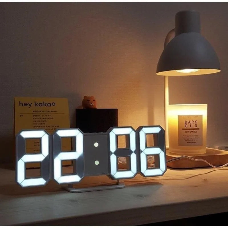 Table  3D LED Digital Alarm Clock Wall Clock Time/Date/Temperature