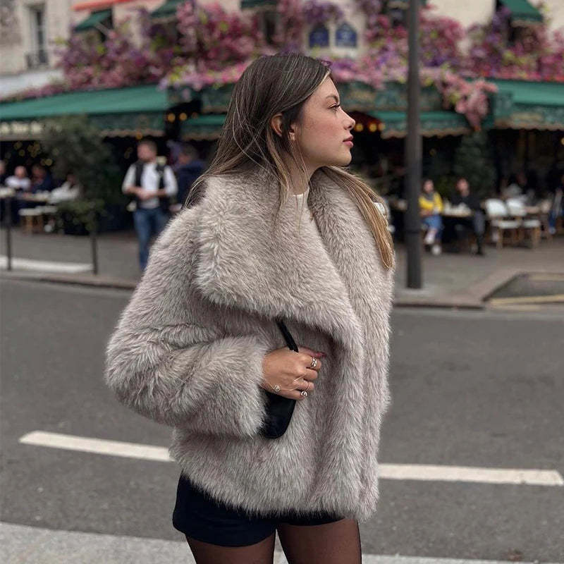 Winter New Fashion Fluffy Fur Coat Women