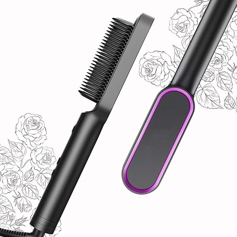 Electric Hair Straightener Brush Fast Heating