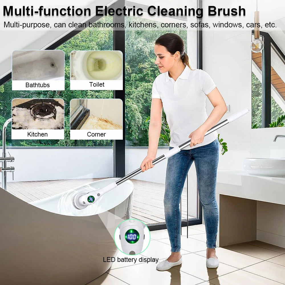 Electric Cleaning Brush 8 in 1 Multifunction Wireless Rotatable