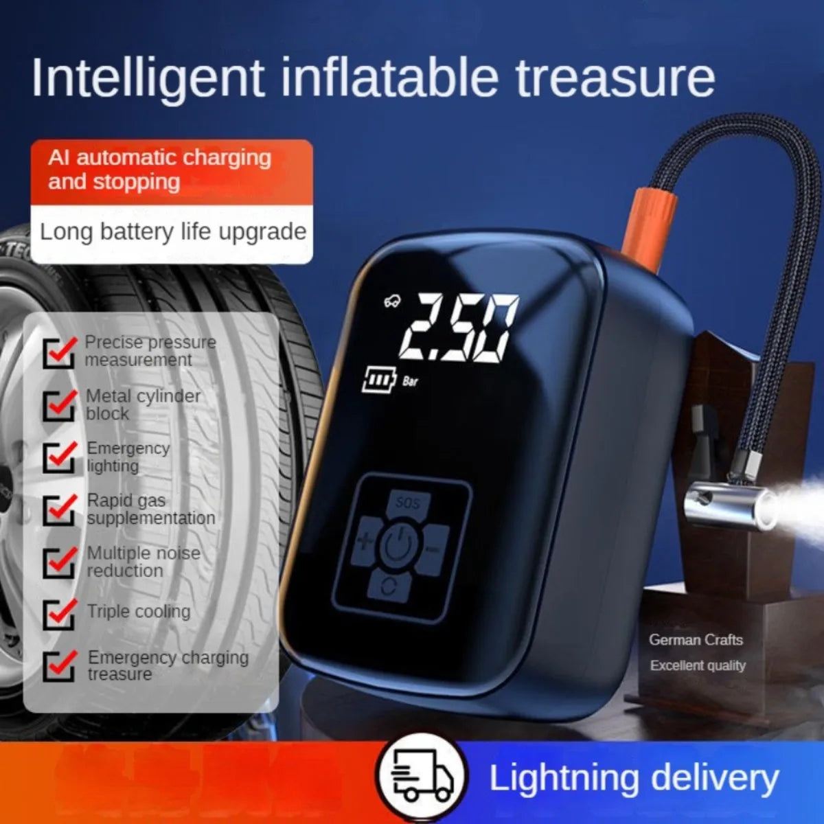 Portable Car Air Pump Wireless Intelligent Digital Display